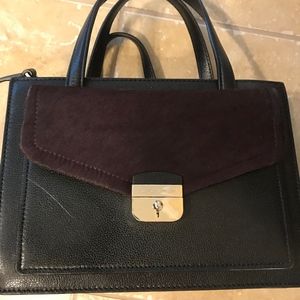 Kate Space Satchel - Black with Purple Suede